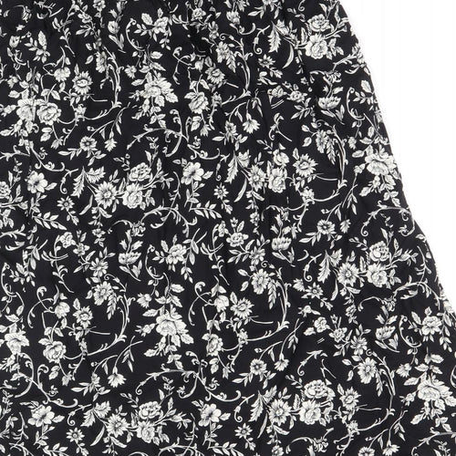 Bonmarché Womens Black Floral Viscose Swing Skirt Size 16