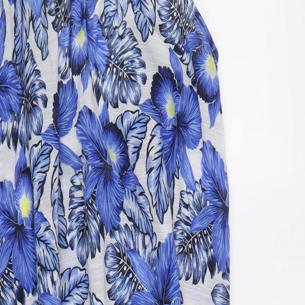 New Look Womens Blue Floral Polyester Tank Dress Size M Round Neck Pullover
