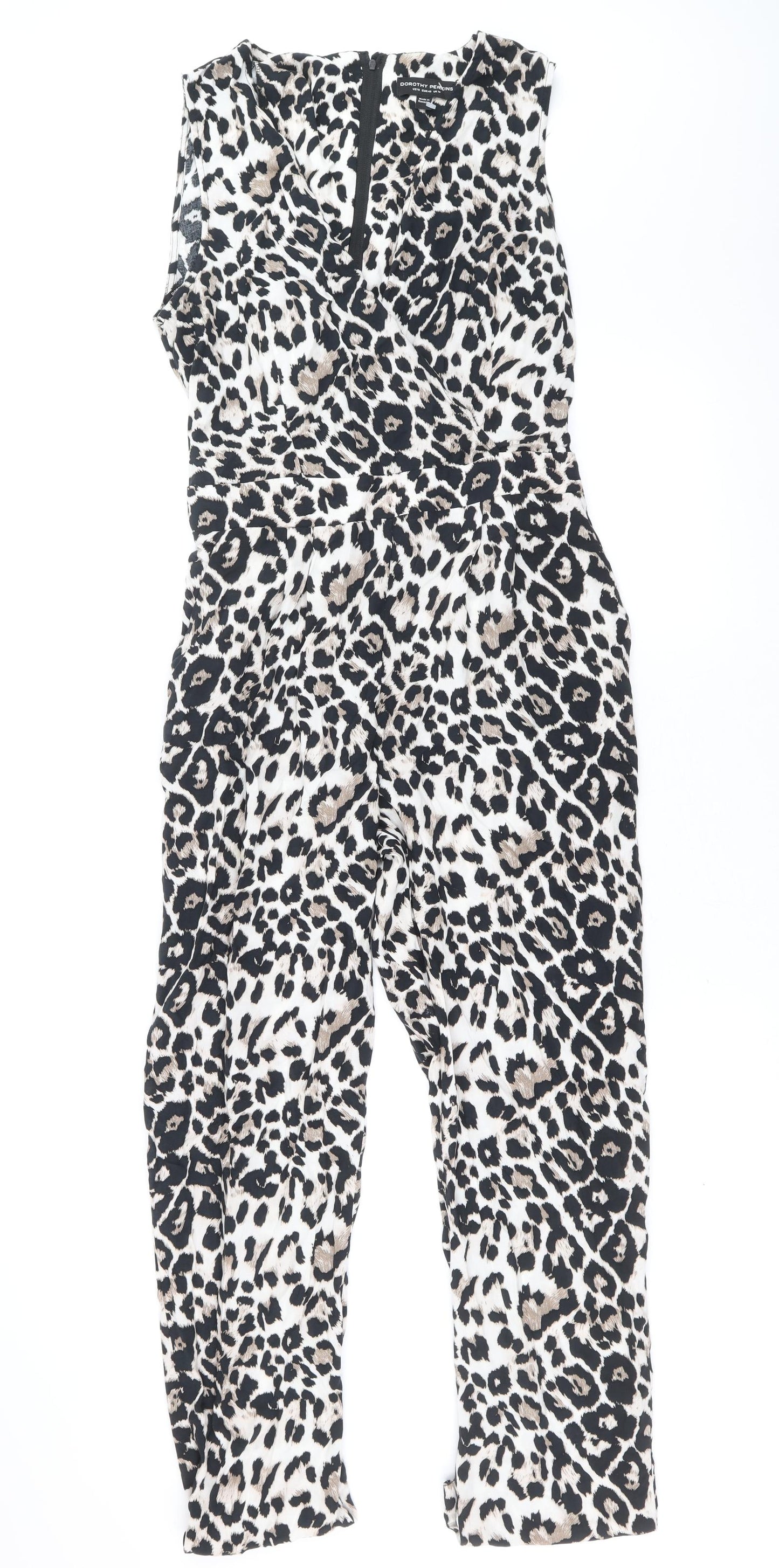 Dorothy Perkins Womens Brown Animal Print Viscose Jumpsuit One-Piece Size 14 Pullover - Leopard Print