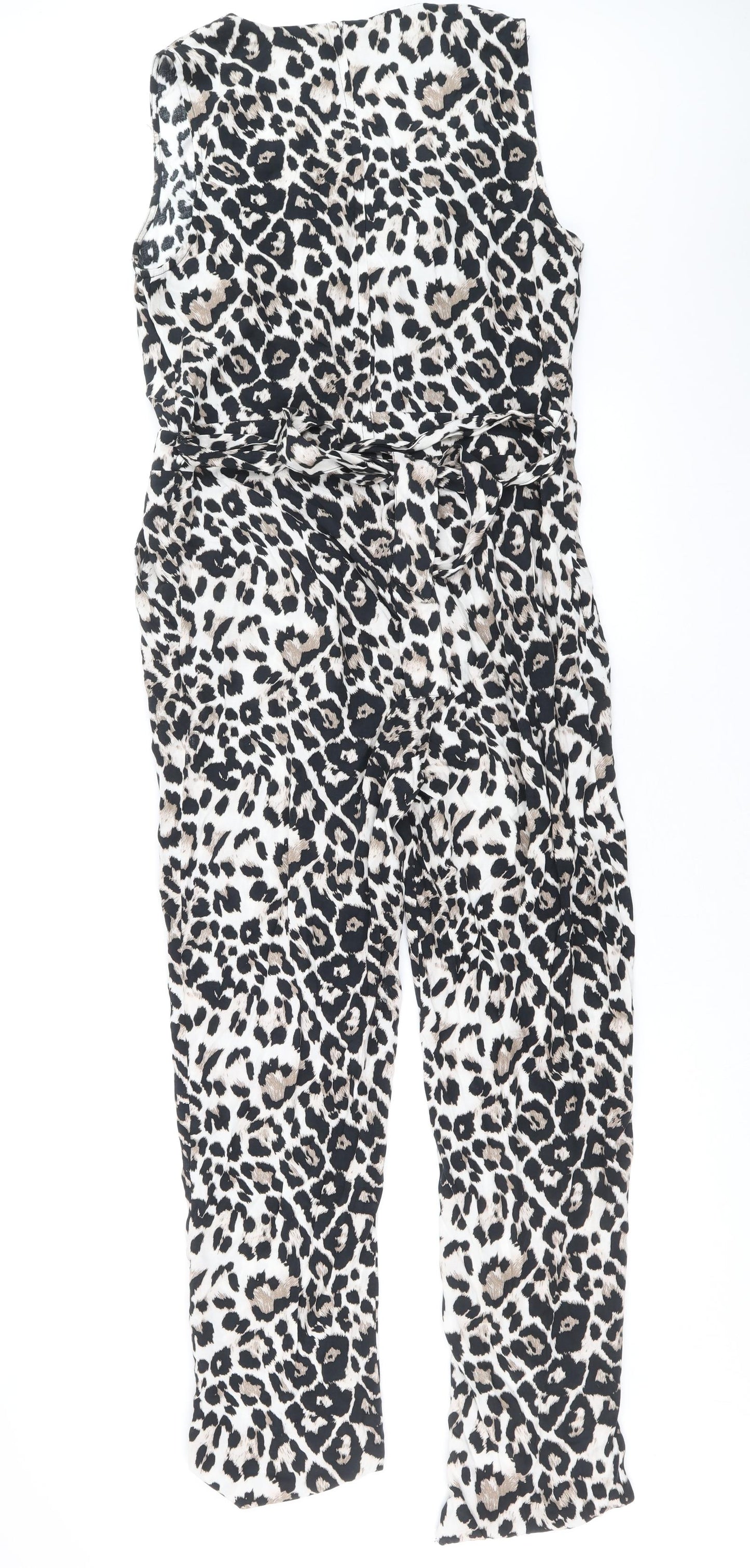 Dorothy Perkins Womens Brown Animal Print Viscose Jumpsuit One-Piece Size 14 Pullover - Leopard Print