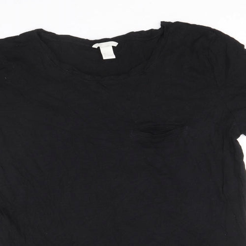 H&M Womens Black Cotton Basic T-Shirt Size M Scoop Neck