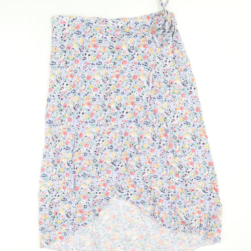 New Look Womens Purple Floral Viscose Wrap Skirt Size 8 Tie