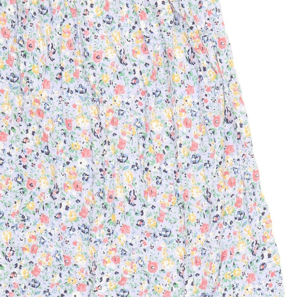 New Look Womens Purple Floral Viscose Wrap Skirt Size 8 Tie