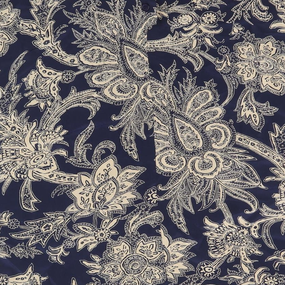 Breckenridge Womens Blue Floral Silk Basic T-Shirt Size 18 Boat Neck