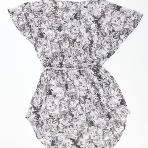H&M Womens Grey Floral Polyester Fit & Flare Size M Round Neck Pullover
