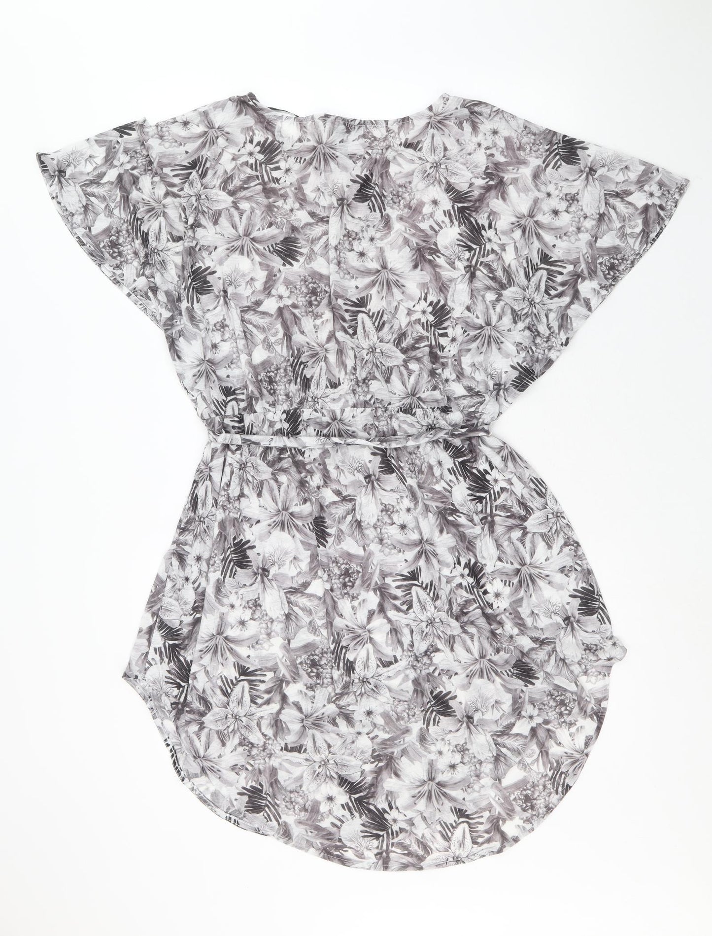 H&M Womens Grey Floral Polyester Fit & Flare Size M Round Neck Pullover