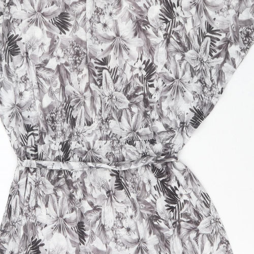 H&M Womens Grey Floral Polyester Fit & Flare Size M Round Neck Pullover