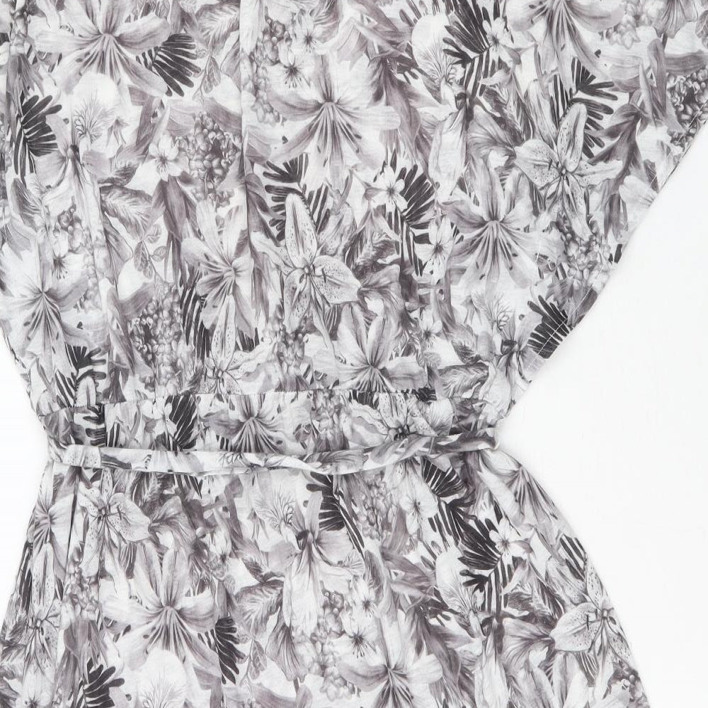 H&M Womens Grey Floral Polyester Fit & Flare Size M Round Neck Pullover