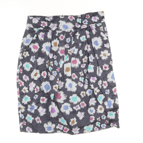 Great Plains London Womens Grey Geometric Viscose Straight & Pencil Skirt Size 12 Zip
