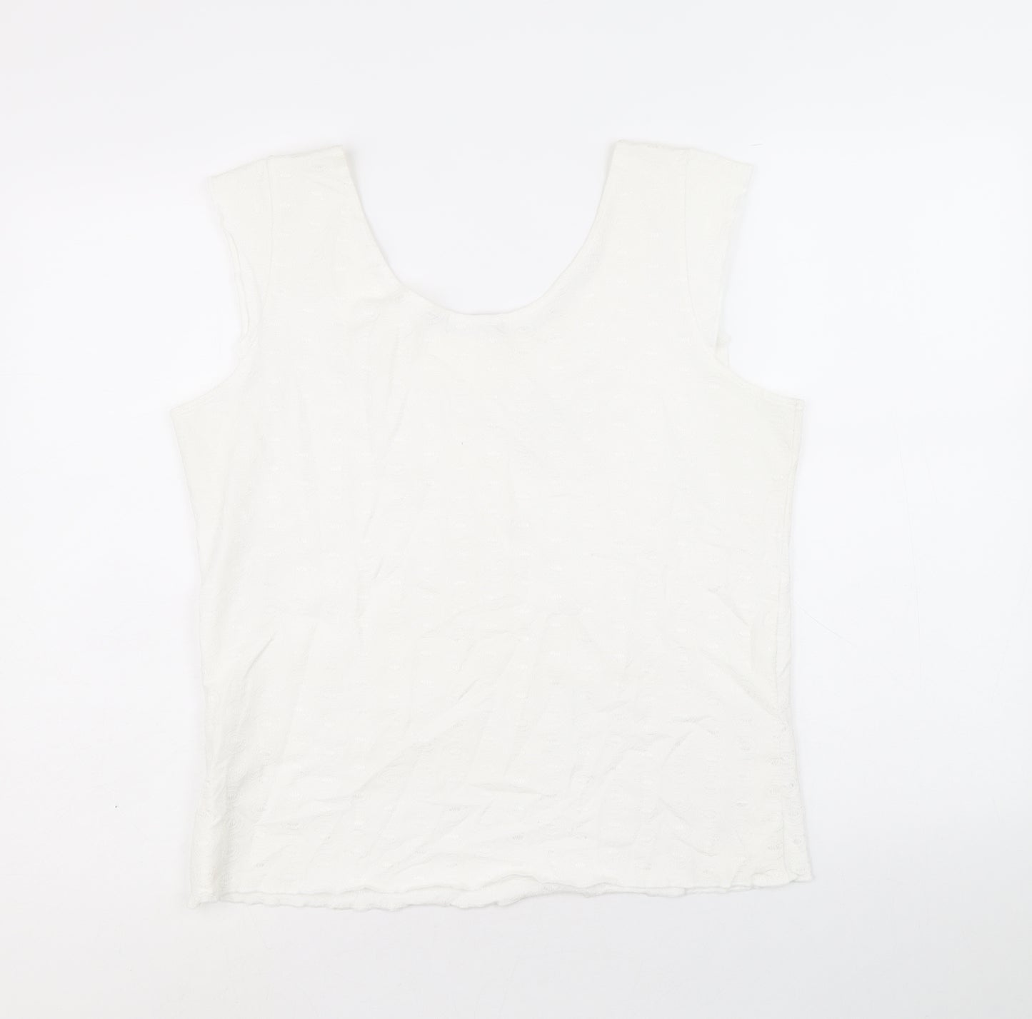 Per Una Womens White Cotton Basic Tank Size 18 Scoop Neck - Floral Decal
