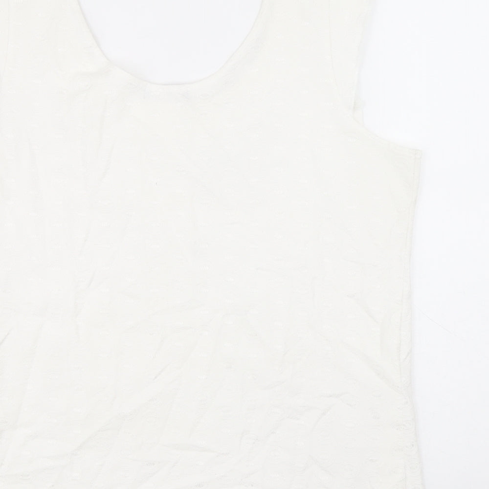 Per Una Womens White Cotton Basic Tank Size 18 Scoop Neck - Floral Decal