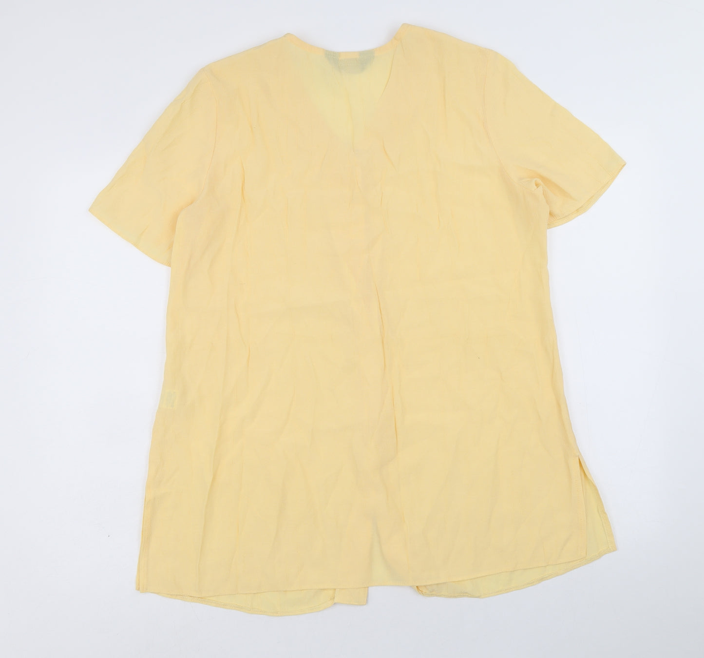 Debenhams Womens Yellow Viscose Tunic Blouse Size 14 V-Neck