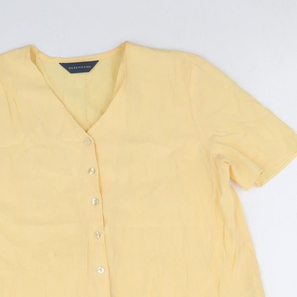 Debenhams Womens Yellow Viscose Tunic Blouse Size 14 V-Neck