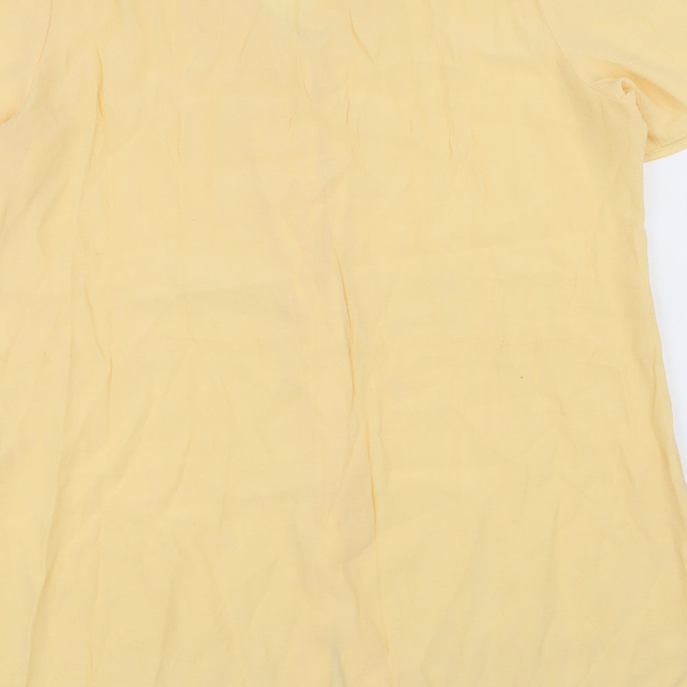 Debenhams Womens Yellow Viscose Tunic Blouse Size 14 V-Neck