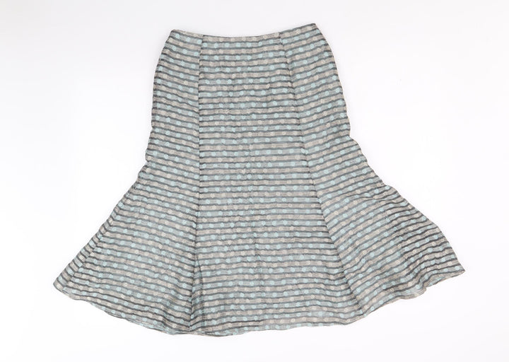 Minuet Womens Grey Geometric Polyester Swing Skirt Size 8 Zip