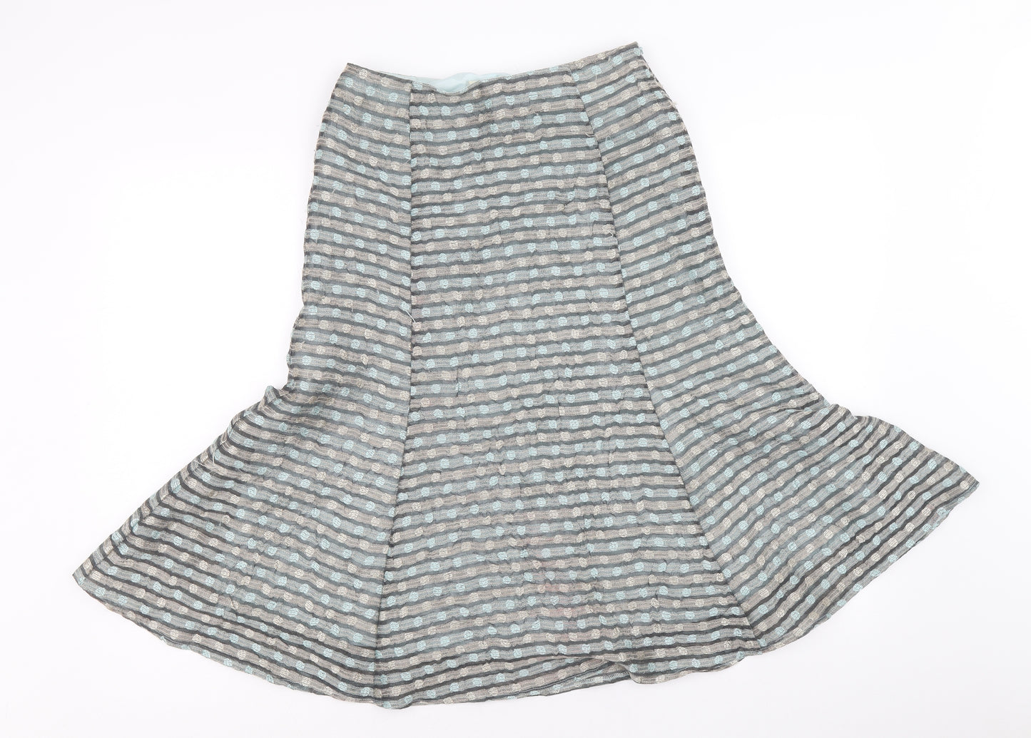 Minuet Womens Grey Geometric Polyester Swing Skirt Size 8 Zip