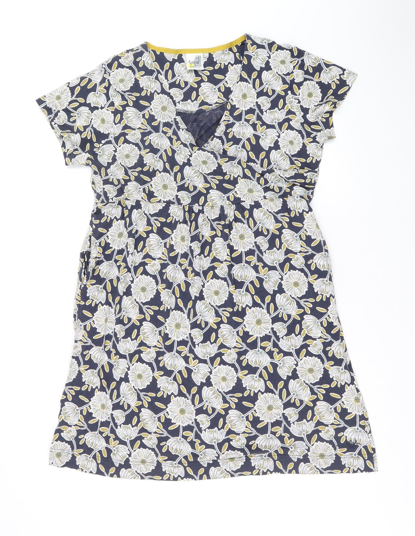 Weird Fish Womens Multicoloured Floral Cotton A-Line Size 18 V-Neck Pullover