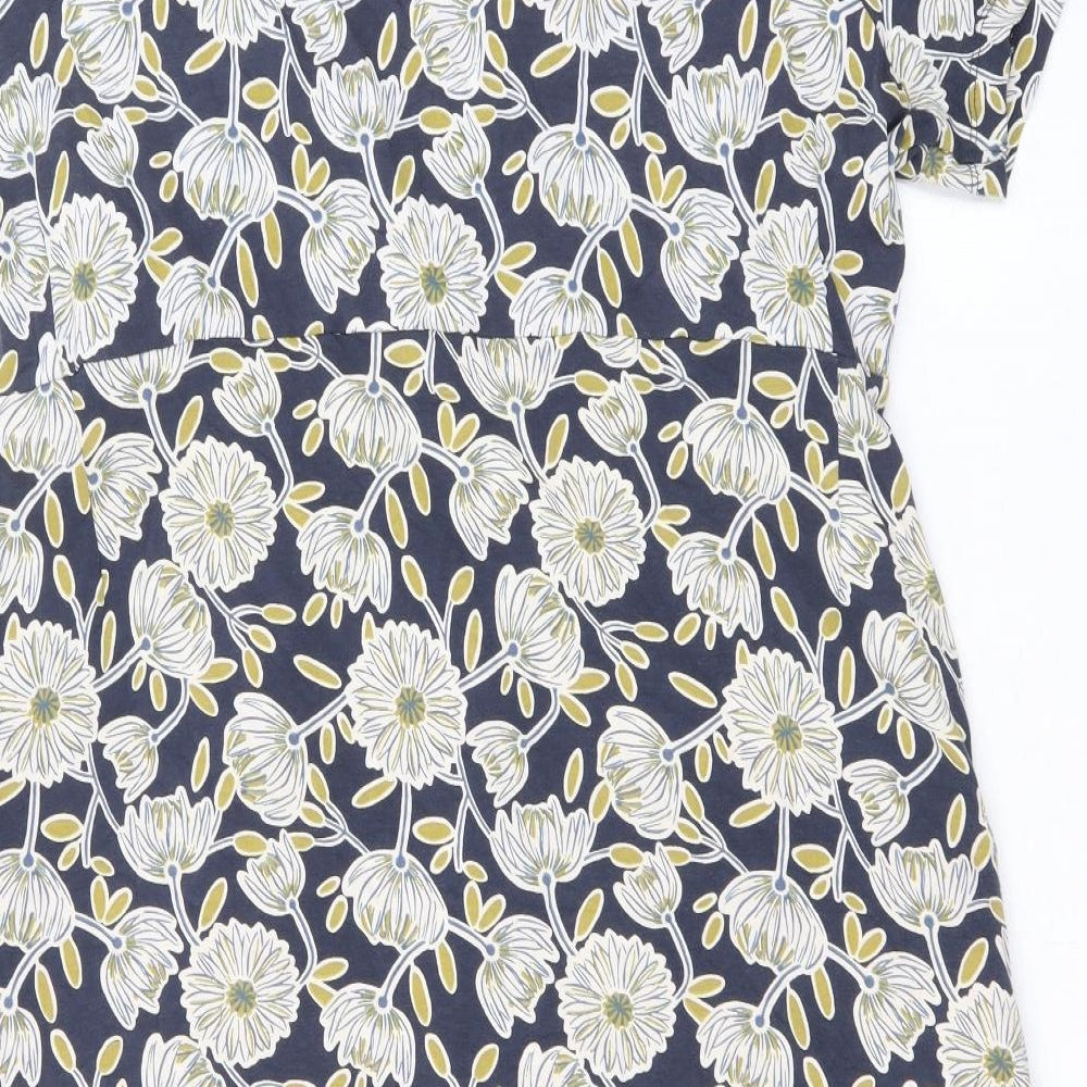 Weird Fish Womens Multicoloured Floral Cotton A-Line Size 18 V-Neck Pullover