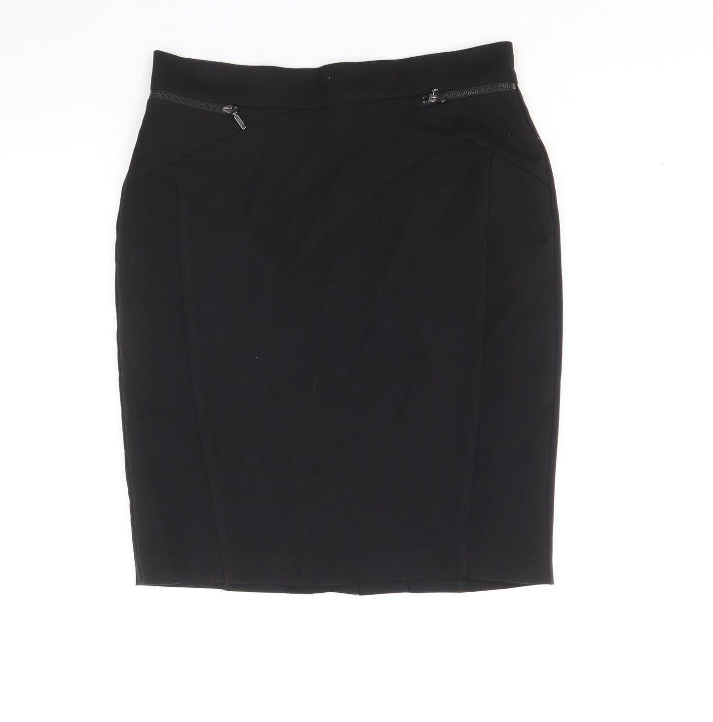 Wallis Womens Black Polyester Straight & Pencil Skirt Size 8 Zip