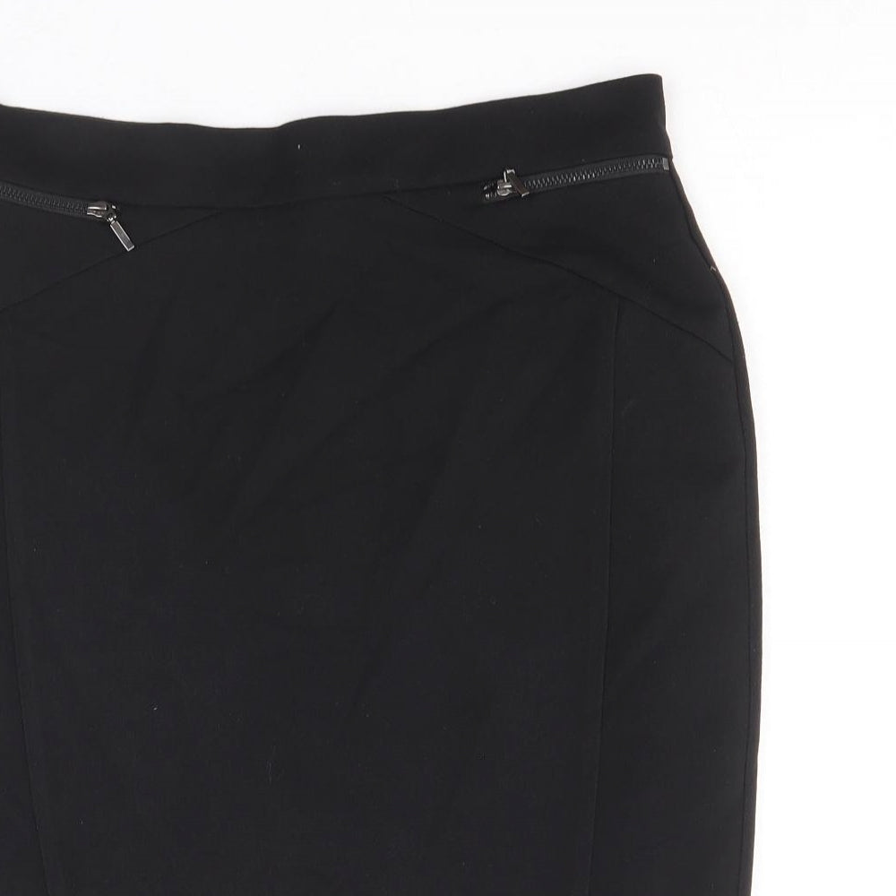 Wallis Womens Black Polyester Straight & Pencil Skirt Size 8 Zip