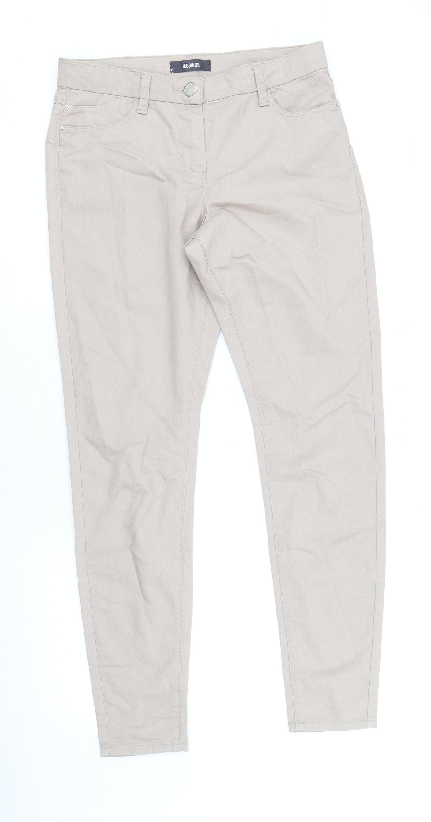 Marks and Spencer Womens Beige Polyester Jegging Jeans Size 10 Regular Zip