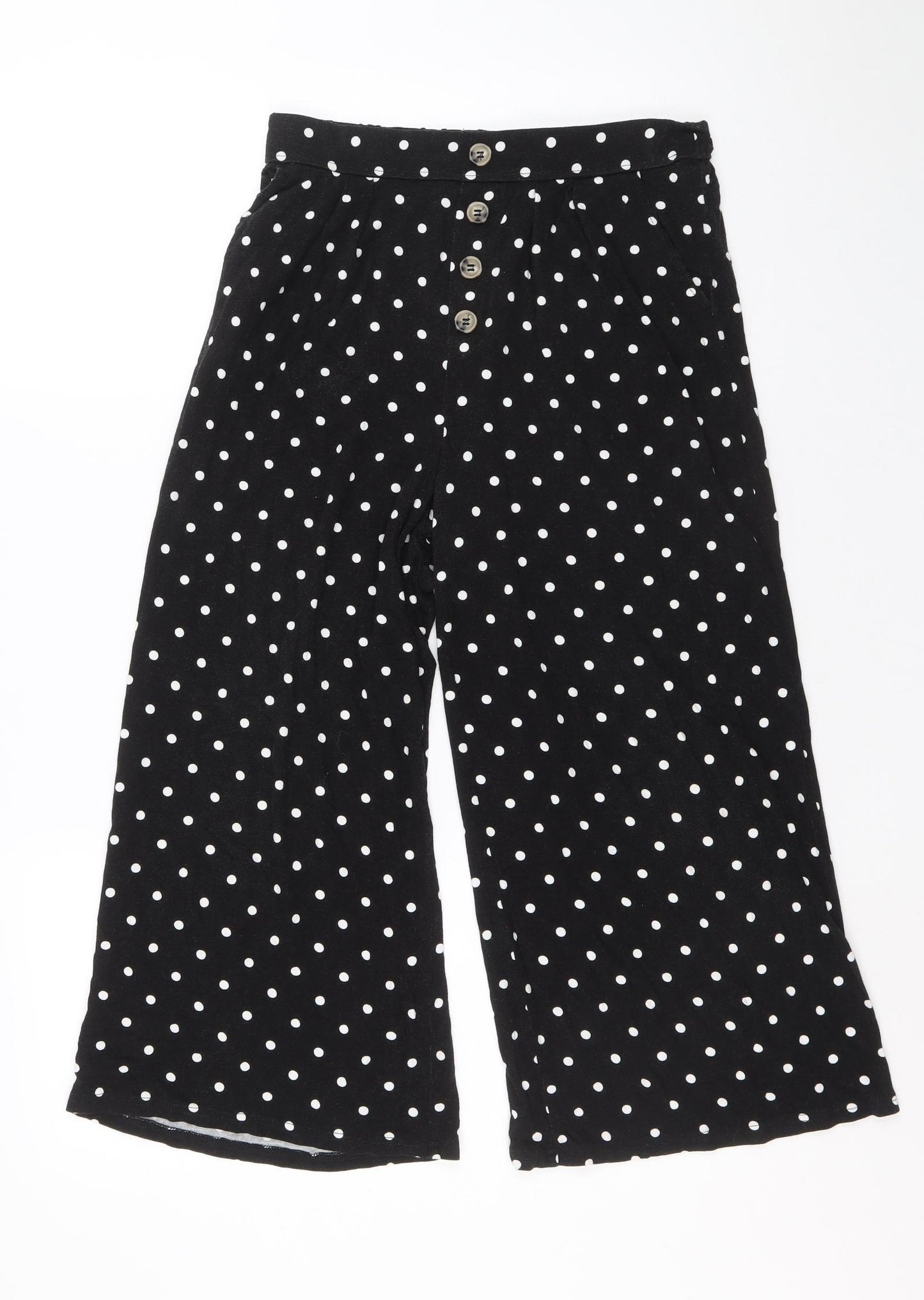 LASCANA Womens Black Polka Dot Viscose Trousers Size 10 Regular