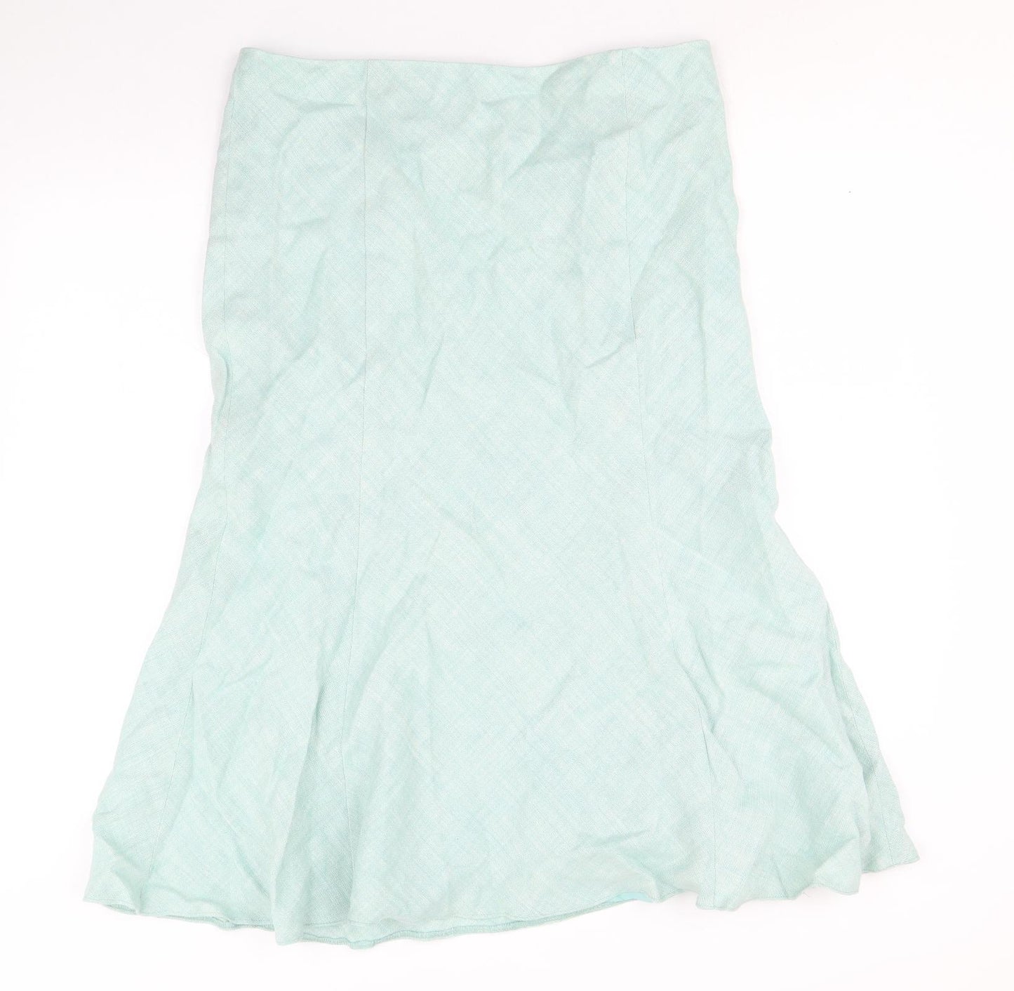 CC Womens Green Viscose Swing Skirt Size 14 Zip