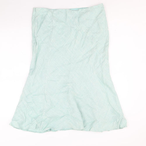 CC Womens Green Viscose Swing Skirt Size 14 Zip