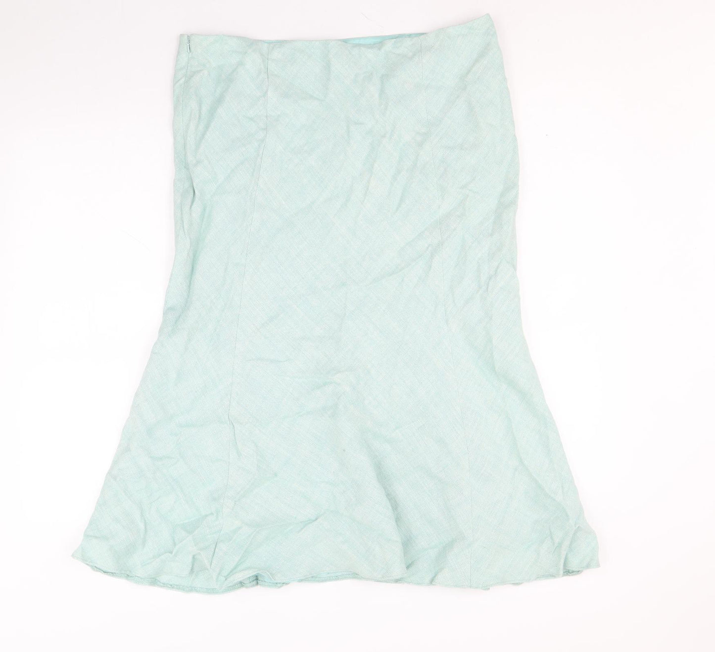 CC Womens Green Viscose Swing Skirt Size 14 Zip