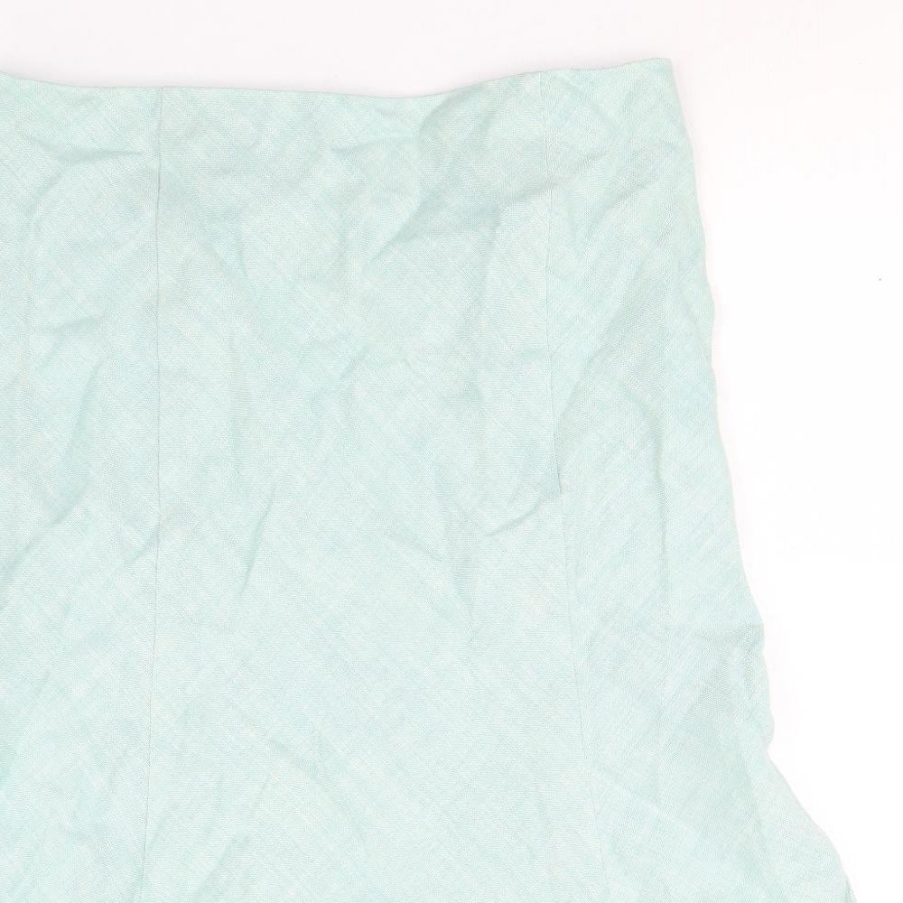CC Womens Green Viscose Swing Skirt Size 14 Zip