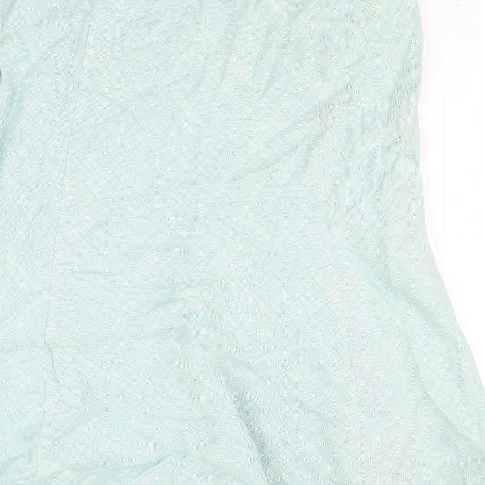 CC Womens Green Viscose Swing Skirt Size 14 Zip