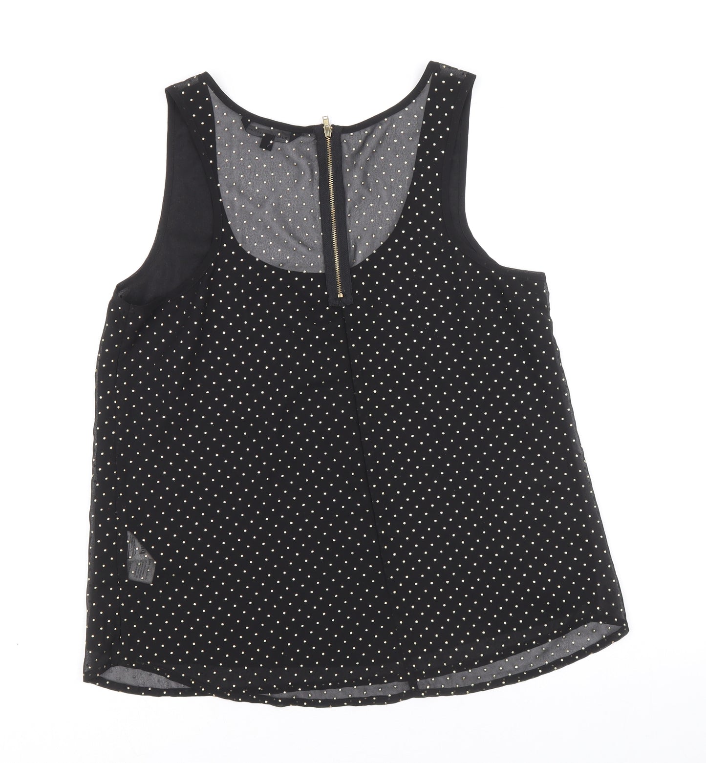 Buala Womens Black Polka Dot Polyester Basic Tank Size M Round Neck