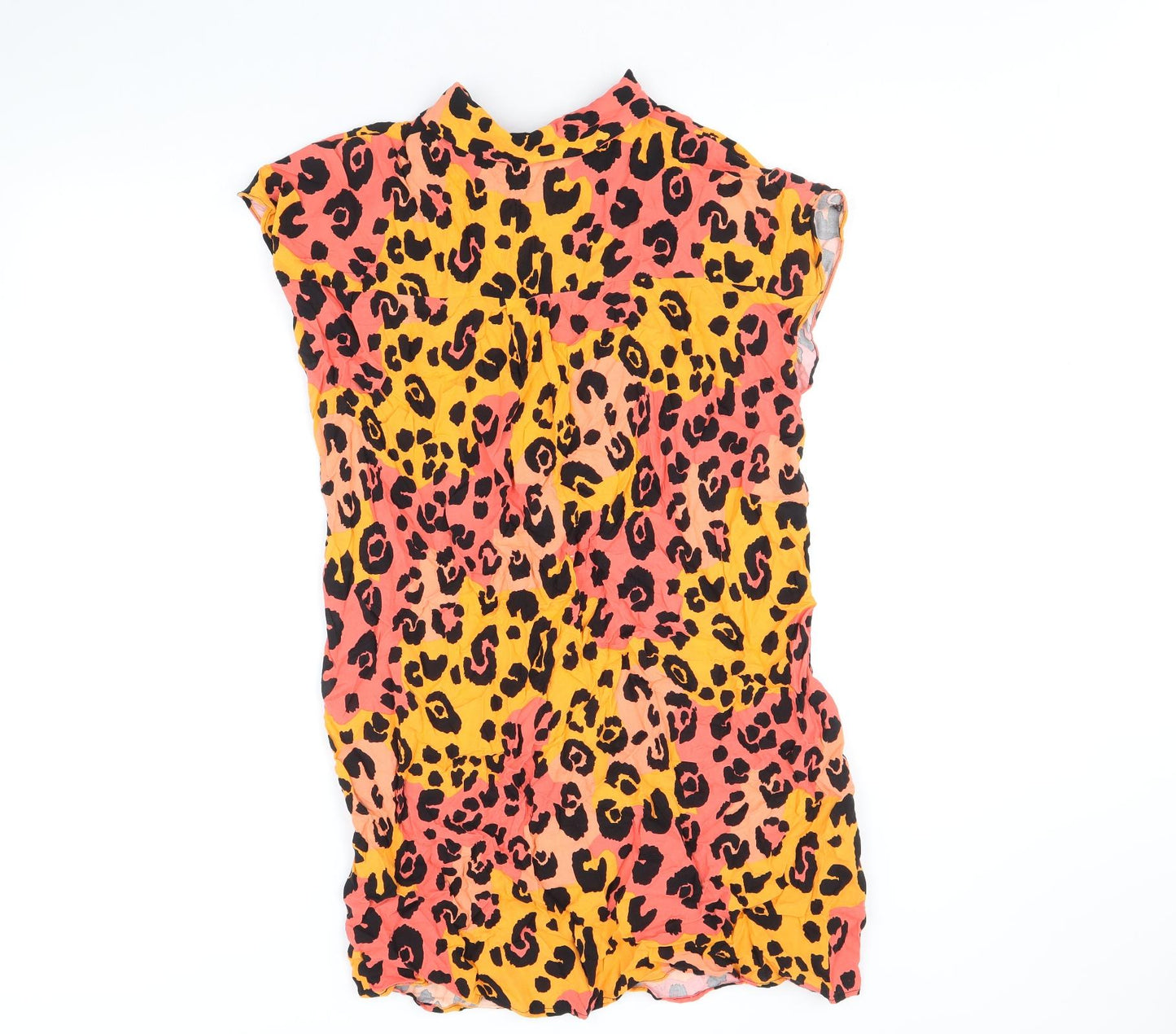 George Womens Orange Animal Print Viscose A-Line Size 12 V-Neck Pullover - Leopard Pattern