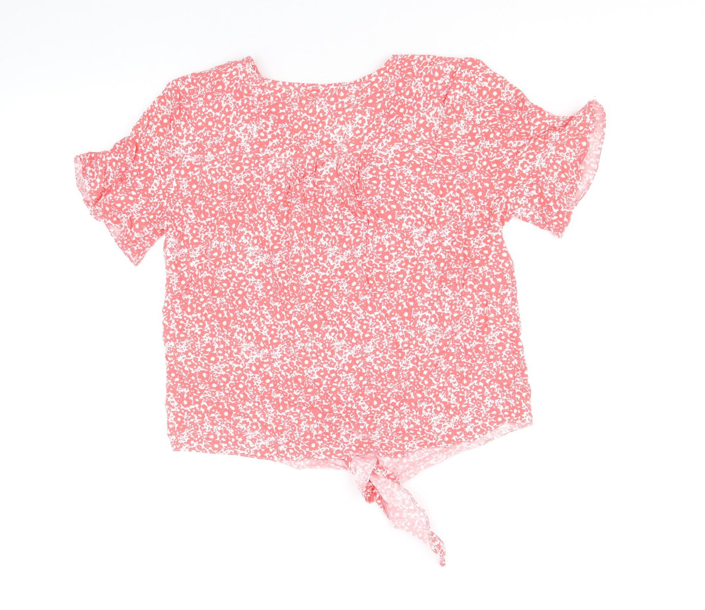 George Womens Pink Geometric Viscose Basic Blouse Size 8 V-Neck