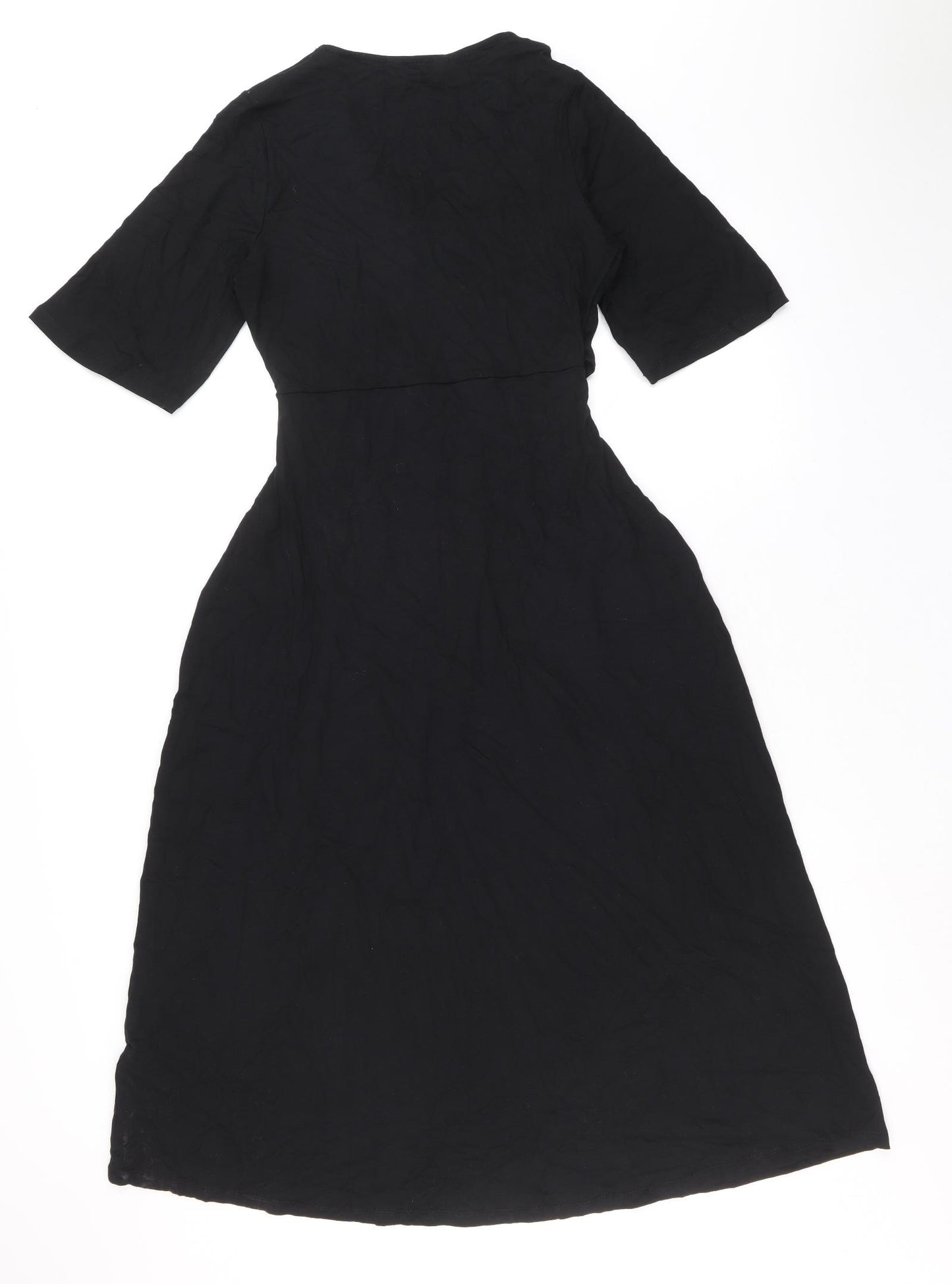 Marks and Spencer Womens Black Viscose Fit & Flare Size 8 V-Neck Pullover