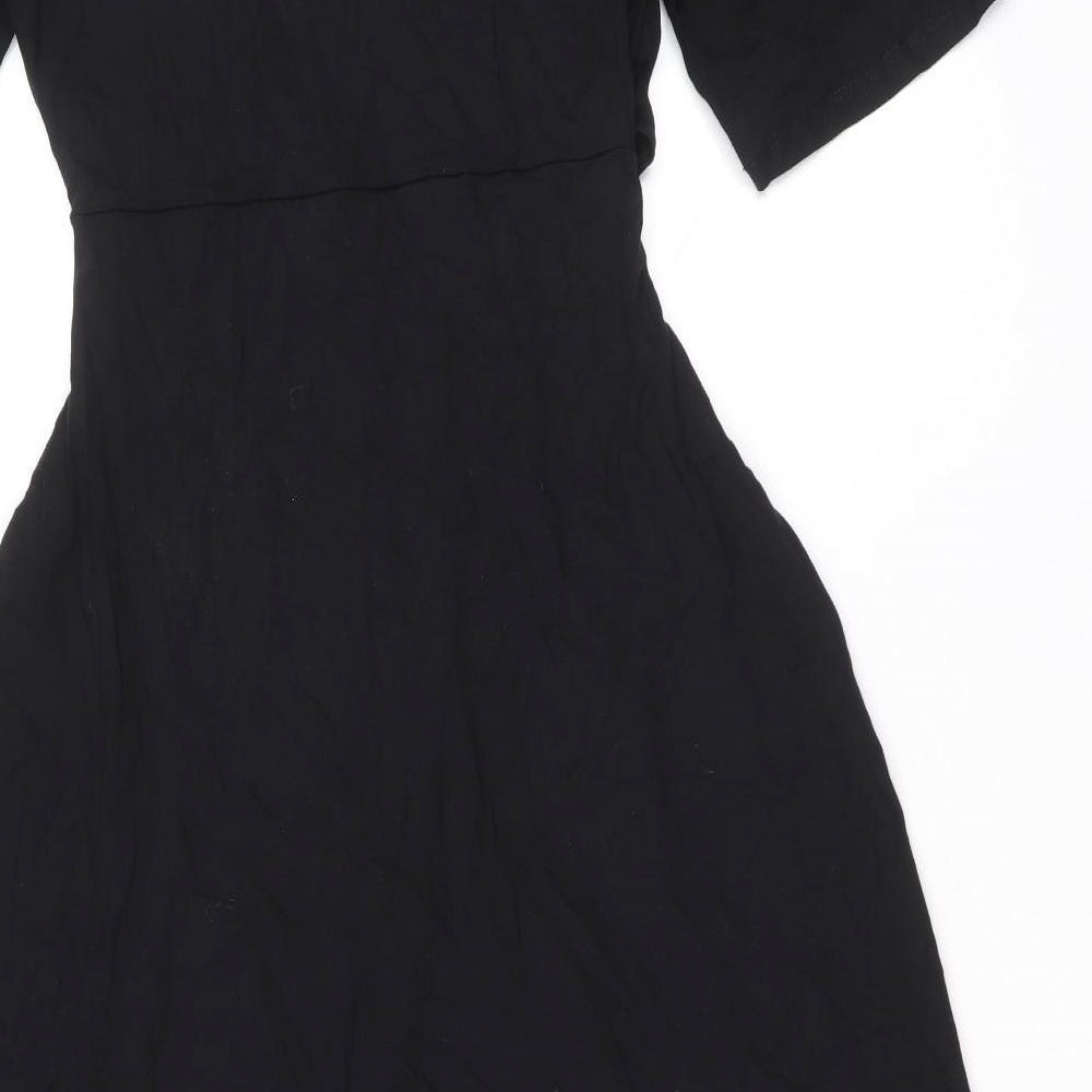 Marks and Spencer Womens Black Viscose Fit & Flare Size 8 V-Neck Pullover