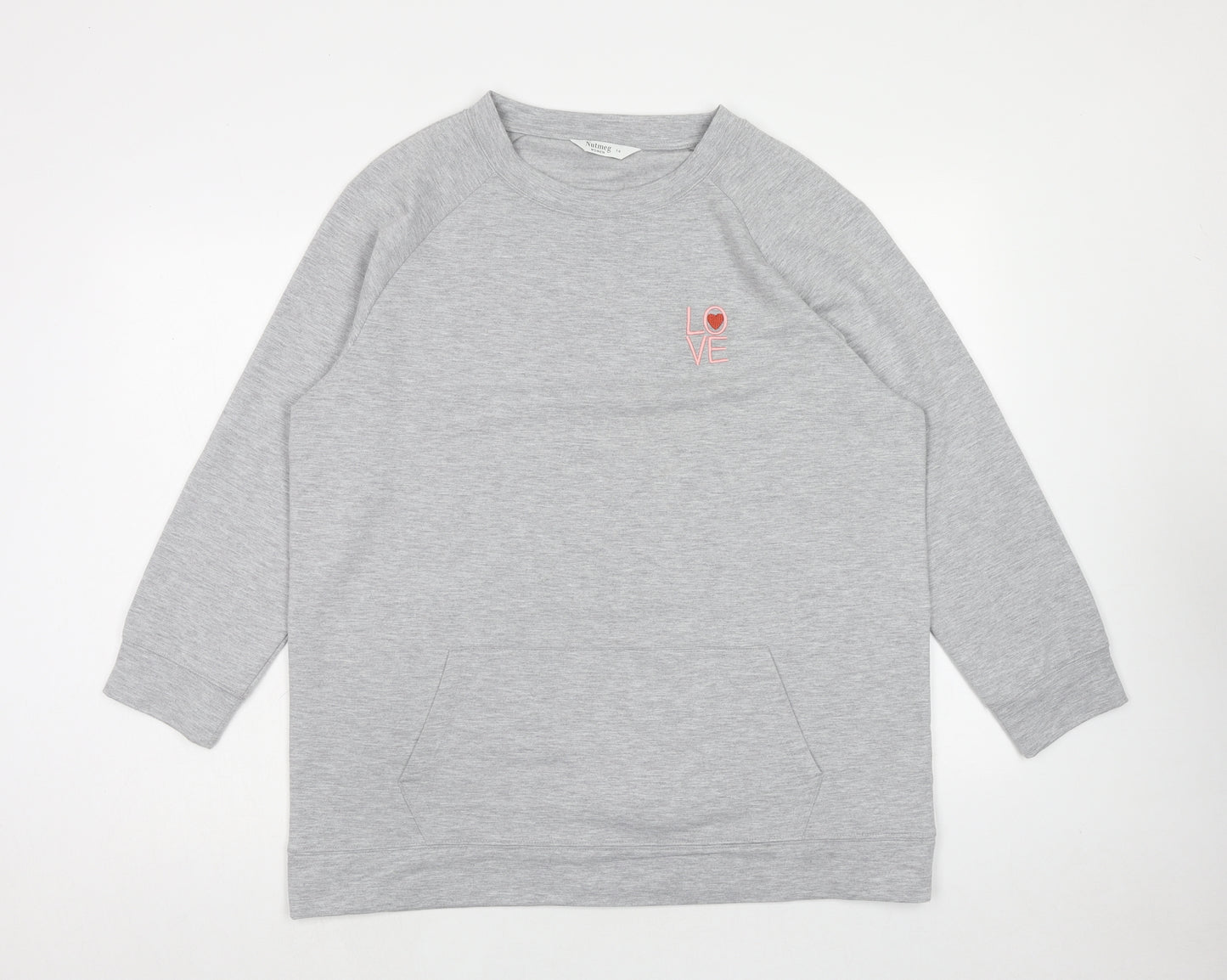 Nutmeg Womens Grey Polyester Pullover Sweatshirt Size 14 Pullover - Love