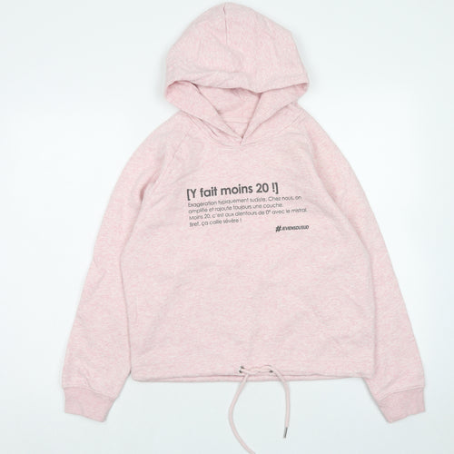 Stanley Womens Pink Cotton Pullover Hoodie Size S Pullover - French Slogan, Cropped