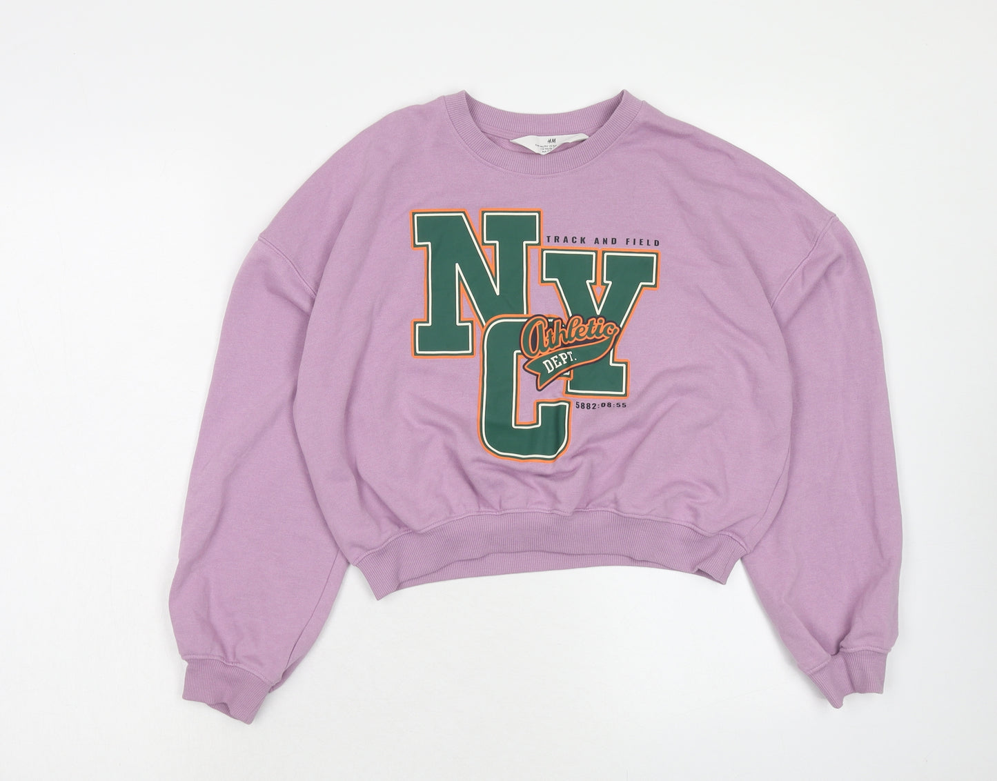 H&M Girls Purple Cotton Pullover Sweatshirt Size 10-11 Years Pullover - NYC
