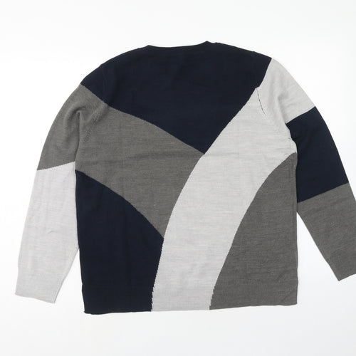 Marks and Spencer Womens Grey Round Neck Acrylic Pullover Jumper Size 16