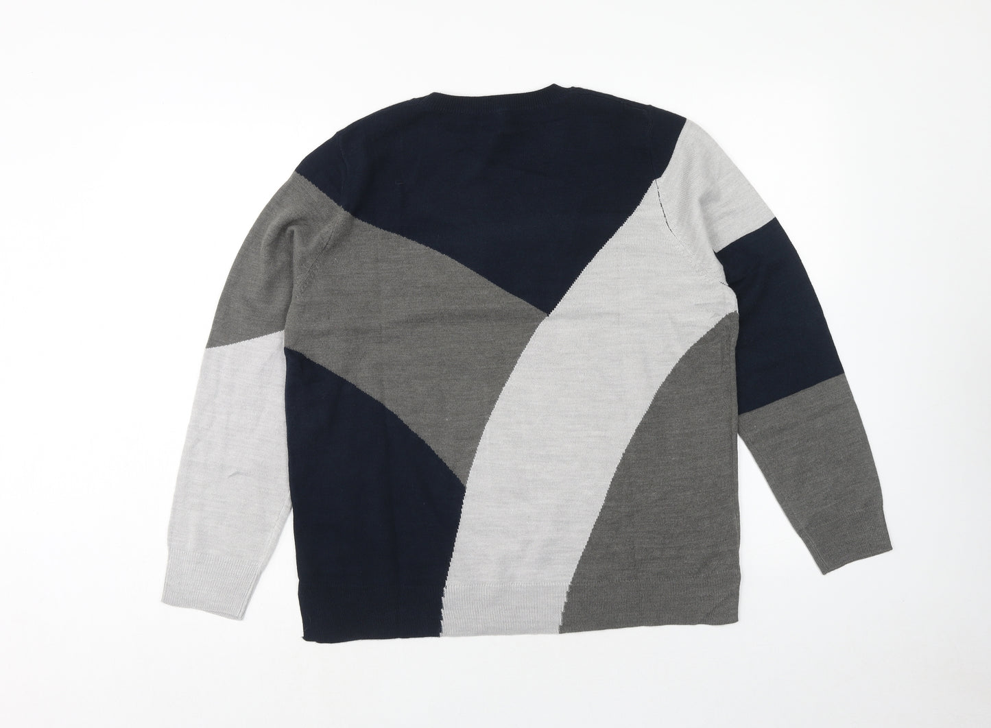 Marks and Spencer Womens Grey Round Neck Acrylic Pullover Jumper Size 16