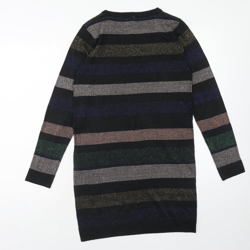 Atmosphere Womens Multicoloured Striped Acrylic Jumper Dress Size 14 Round Neck Pullover