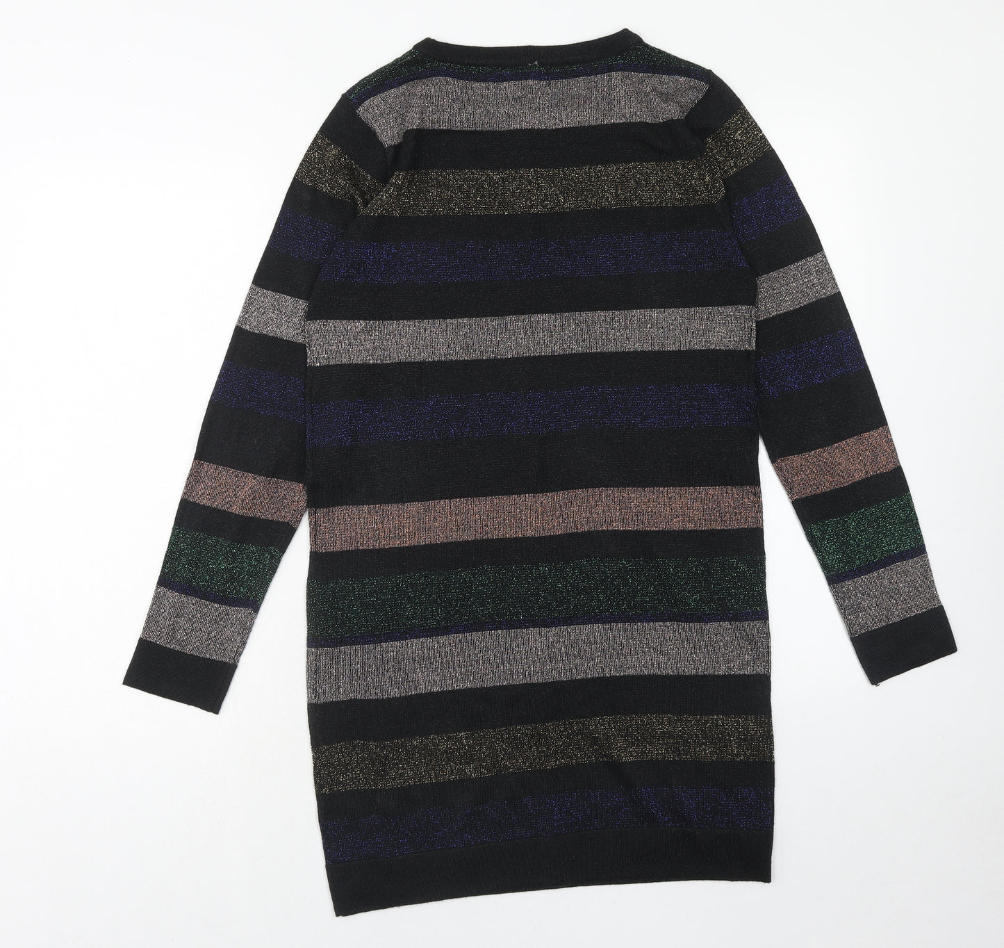 Atmosphere Womens Multicoloured Striped Acrylic Jumper Dress Size 14 Round Neck Pullover