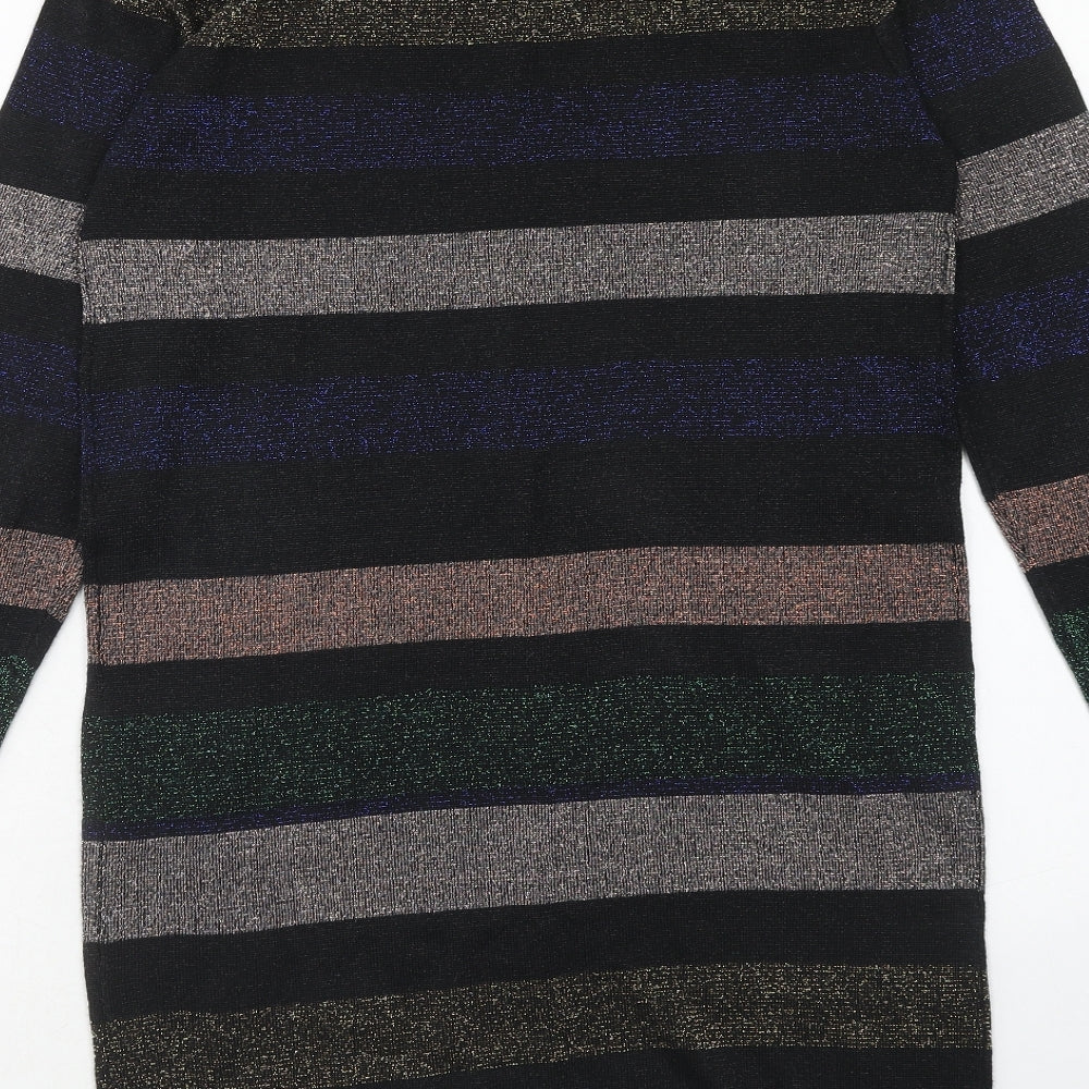 Atmosphere Womens Multicoloured Striped Acrylic Jumper Dress Size 14 Round Neck Pullover