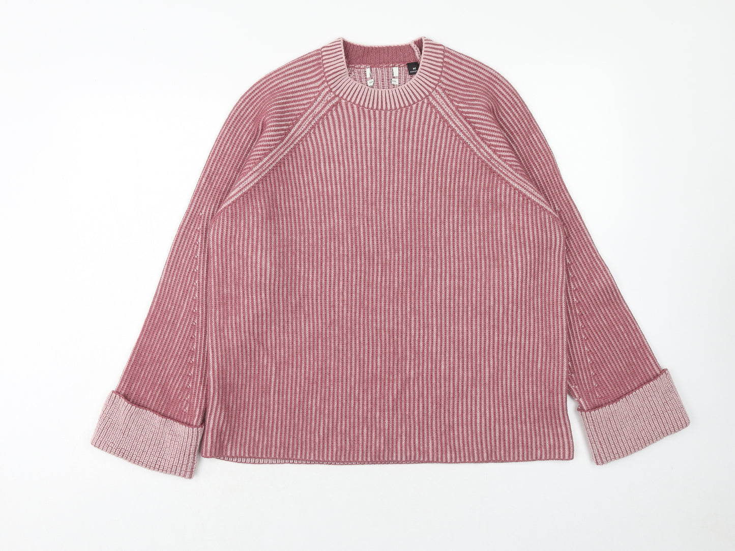Preworn Womens Pink Round Neck Wool Pullover Jumper Size M