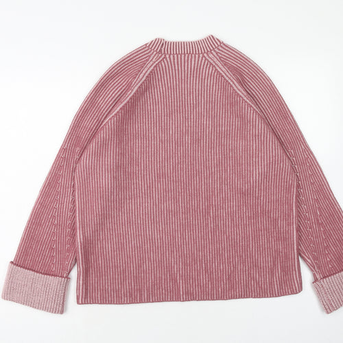 Preworn Womens Pink Round Neck Wool Pullover Jumper Size M