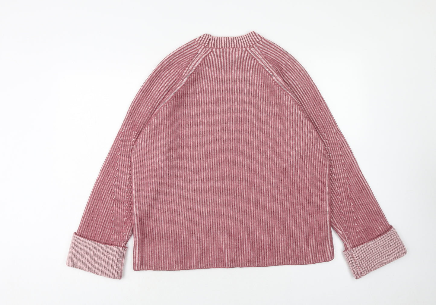 Preworn Womens Pink Round Neck Wool Pullover Jumper Size M