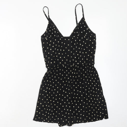 Tophop Womens Black Polka Dot Viscose Playsuit One-Piece Size 6 Pullover - Plisse