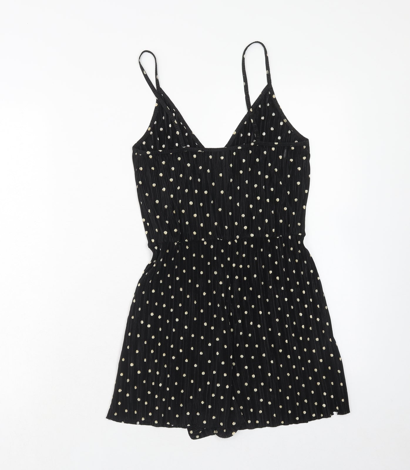 Tophop Womens Black Polka Dot Viscose Playsuit One-Piece Size 6 Pullover - Plisse