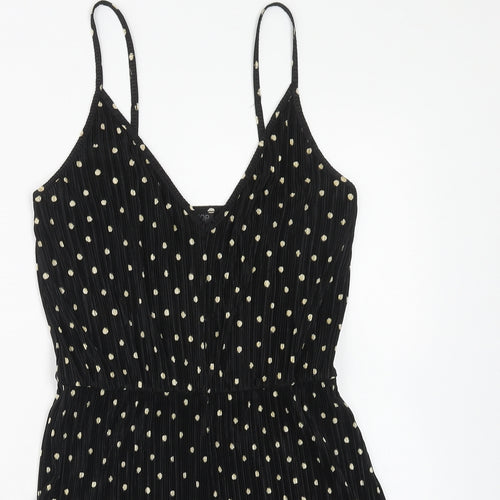 Tophop Womens Black Polka Dot Viscose Playsuit One-Piece Size 6 Pullover - Plisse